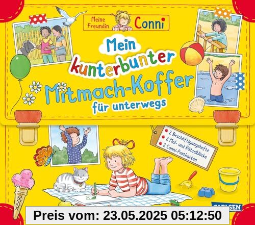 Conni Gelbe Reihe (Beschäftigungsbuch): Mein kunterbunter Mitmach-Koffer für unterwegs (Buch-Set für die Ferienzeit): Mit zwei Beschäftigungsheften, ... Rätselblöcken und einem Conni-Postkartenset