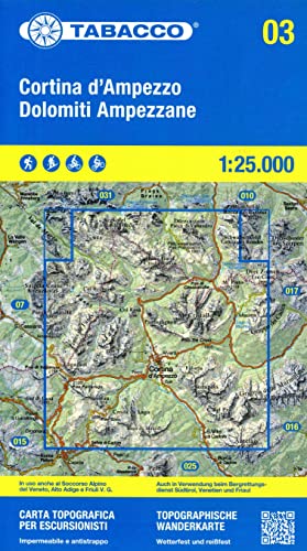 03 Cortina d'Ampezzo e Dolomiti Ampezzane: 1:25000 von Tabacco editrice