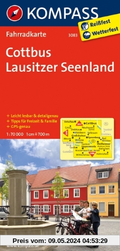 Cottbus - Lausitzer Seenland: Fahrradkarte. GPS-genau. 1:70000 (KOMPASS-Fahrradkarten Deutschland)