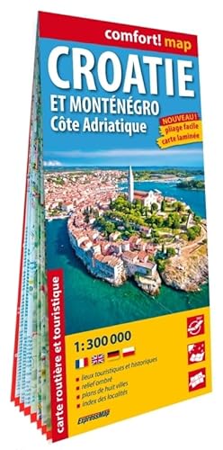 Croatie et Monténégro. Côte Adriatique 1/300.000 (carte grand format laminée) von EXPRESSMAP