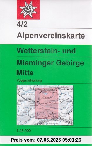 DAV Alpenvereinskarte 04/2 Wetterstein Mieminger Gebirge Mitte 1 : 25 000 Wegmarkierungen: Topographische Karte DAV Alpenvereinskarte 04/2 Wetterstein Mieminger Gebirge Mitte 1 : 25 000 Wegmarkierungen: Topographische Karte