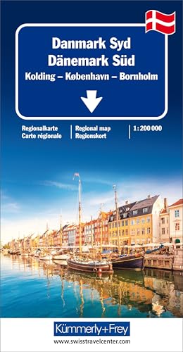 Dänemark Süd Regionalkarte 1:200 000: , Kolding, Kopenhagen, Bornholm (Kümmerly+Frey Regionalkarten)