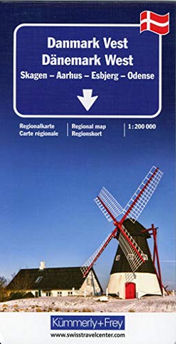 Dänemark West Regionalkarte: 1:200 000, Skagen, Aarhus, Esbjerg, Odense (Kümmerly+Frey Regionalkarten) von Kmmerly und Frey