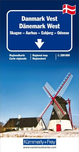 Kümmerly+Frey Regional-Strassenkarte Dänemark West 1:200.000: Mit Skagen, Aarhus, Esbjerg und Odense. Inkl. Stadtpläne, Ortsverzeichnis und Reiseinformationen von Kmmerly und Frey