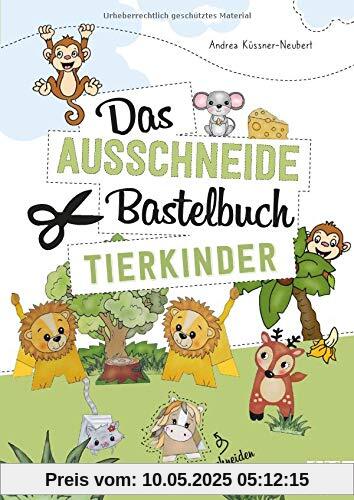Das Ausschneide-Bastelbuch Tierkinder. Dieses Bastelbuch bietet kinderleichte Bastel-Ideen für Kinder. Hundewelpen, Katzenbaby oder Affenkind - Bastelspaß und Feinmotorik Training in einem.