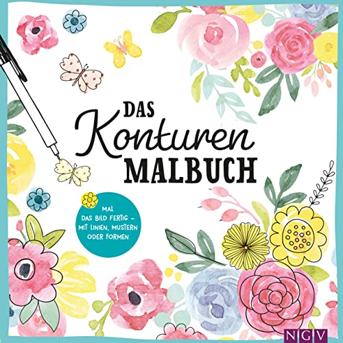Das Konturen-Malbuch: Mal das Bild fertig - mit Linien, Mustern und Formen | Linien Malbuch von Naumann & Göbel Verlagsgesellschaft mbH