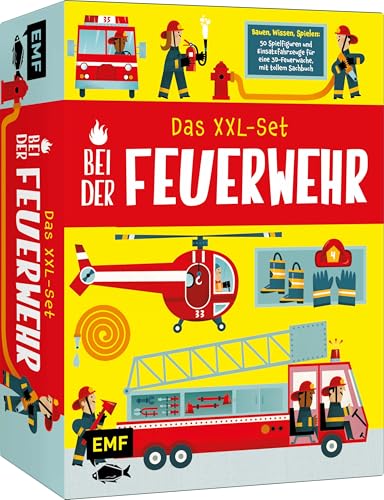 Das XXL-Set – Bauen, Wissen, Spielen: Bei der Feuerwehr: Mit 50 tollen Spielfiguren, Einsatzfahrzeug mit ausfahrbarer Leiter, ausklappbarer 3D-Feuerwache, Straße zum Zusammensetzen und Sachbuch von Edition Michael Fischer / EMF Verlag