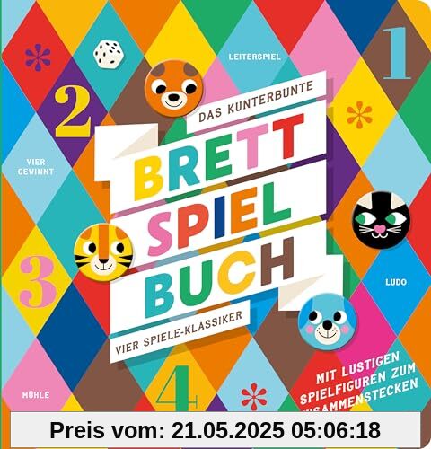 Das kunterbunte Brettspiel-Buch – Vier Spiele-Klassiker: Interaktives Buch ab 4 Jahren