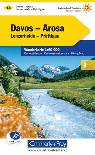 Kümmerly+Frey Wanderkarte 13 Davos, Arosa 1:60.000: Mit Lenzerheide und Prättigau. Wetterfest, matt laminiert und mit free Download von Hallwag Kümmerly & Frey