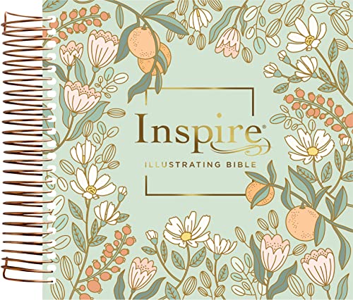 Dayspring Inspire Illustrating Bible: New Living Translation, Mint Floral Garden, Filament Coloring Journal Bible