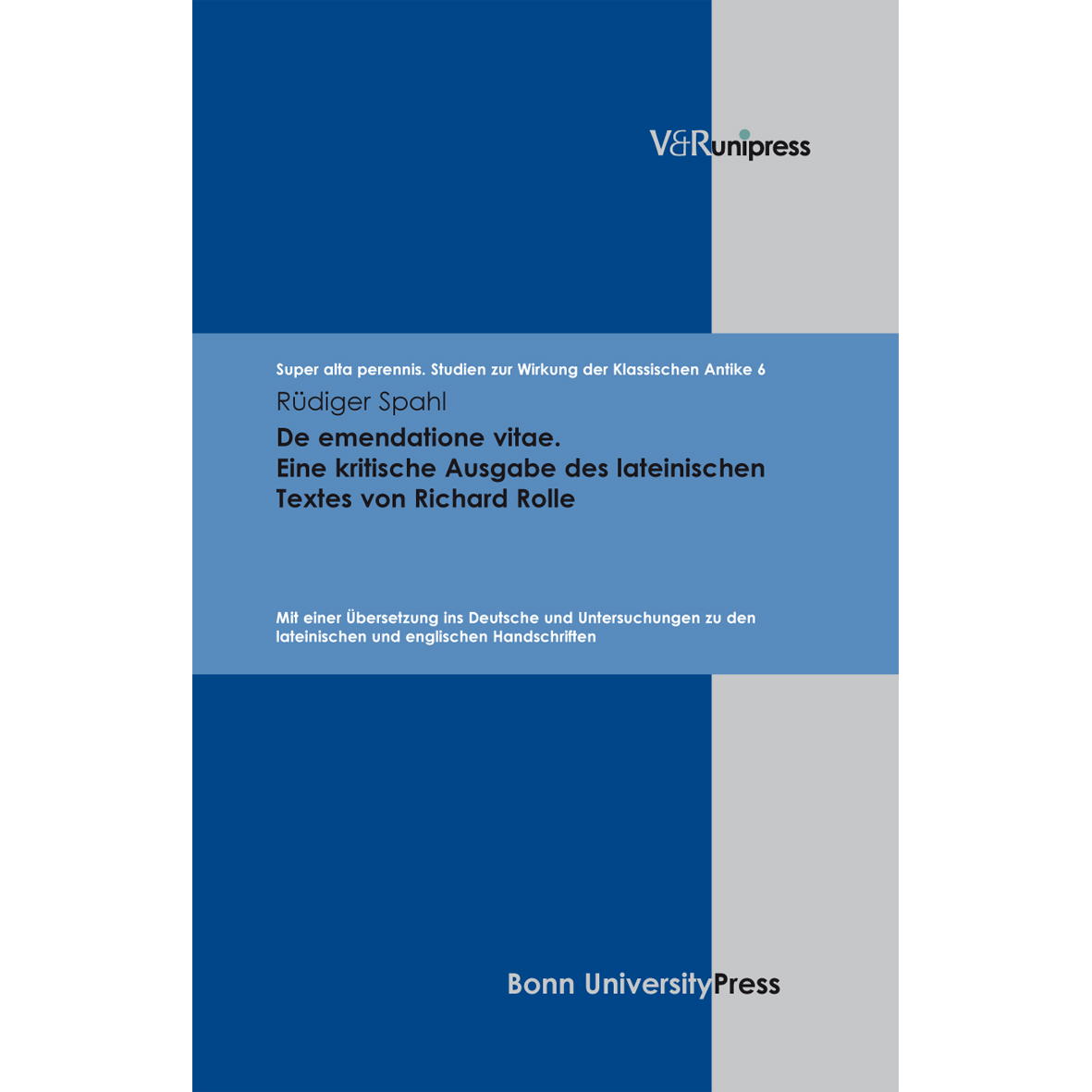 De emendatione vitae. Eine kritische Ausgabe des lateinischen Textes von Richard... De emendatione vitae. Eine kritische Ausgabe des lateinischen Textes von Richard... von V & R Unipress GmbH