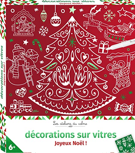 Décorations sur vitres Joyeux Noël ! - boîte avec accessoires: Avec 1 feutre craie et 1 pochoir von DEUX COQS D OR