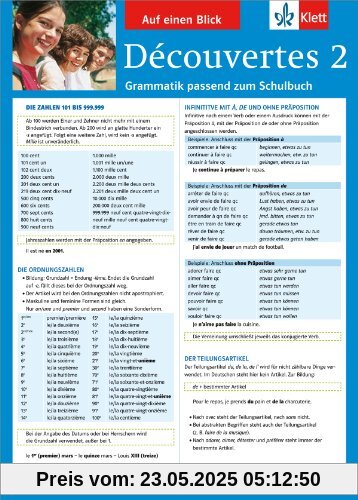 Découvertes 2 - Auf einen Blick: Grammatik passend zum Schulbuch - Klappkarte (6 Seiten)