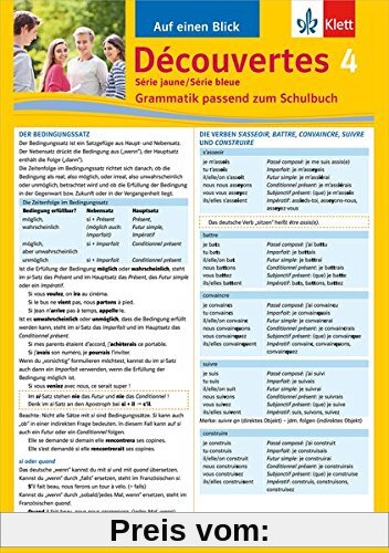 Découvertes Série jaune / Série bleue 4 - Auf einen Blick: Grammatik passend zum Schulbuch - Klappkarte (6 Seiten)