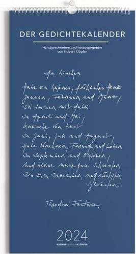 Der Gedichtekalender 2024: Handgeschrieben und herausgegeben von Hubert Klöpfer (Edition Klöpfer) von Alfred Kröner Verlag