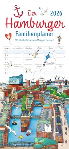 Der Hamburger Familienplaner 2026 - Margret Bernard: Familienkalender mit 5 Spalten. Witziger Familien-Wandkalender mit Schulferien. Hamburg Kalender 2026. (Familienplaner Eiland) von Eiland