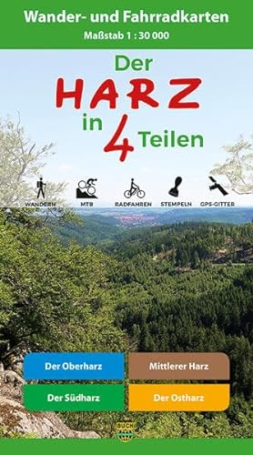 Der Harz in 4 Teilen: Oberharz • Mittlerer Harz • Südharz • Ostharz Wander- und Fahrradkarten von Schmidt-Buch-Verlag