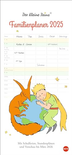 Der Kleine Prinz Familienplaner 2025: Familienkalender mit Motiven aus dem Kinderbuch-Klassiker. Wand-Kalender mit 5 Spalten. Terminkalender für Familien (Familienplaner Heye) von Heye