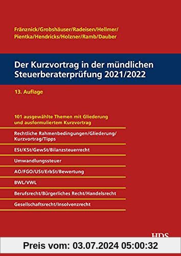 Der Kurzvortrag in der mündlichen Steuerberaterprüfung 2021/2022