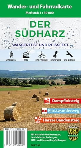 Der Südharz: Wasserfeste und Reißfeste Wander- und Fahrradkarte von Schmidt-Buch-Verlag