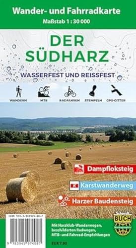 Der Südharz: Wasserfeste und Reißfeste Wander- und Fahrradkarte