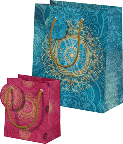 Der Zauber Indiens Geschenktüten-Set Motiv Blaues Ornament: Zwei Geschenktüten im Set