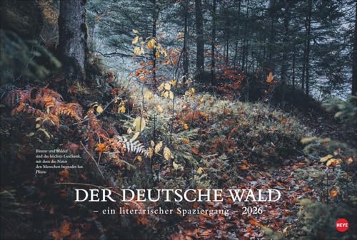 Der deutsche Wald - Ein literarischer Spaziergang Kalender 2026 - Ein literarischer Spaziergang: Inspirierende Fotos deutscher Wälder mit Zitaten bekannter Klassiker. Großer Wandkalender 2026. von Heye