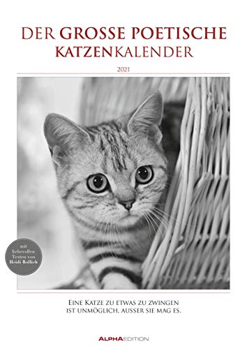 Der große poetische Katzenkalender 2021 - Literarischer Bild-Kalender A3 (29,7x42 cm) - mit Zitaten - schwarz-weiß - Tier-Kalender - Alpha Edition: ... mit Zitaten - schwarz-weiß - Tier-Kalender von Alpha Edition
