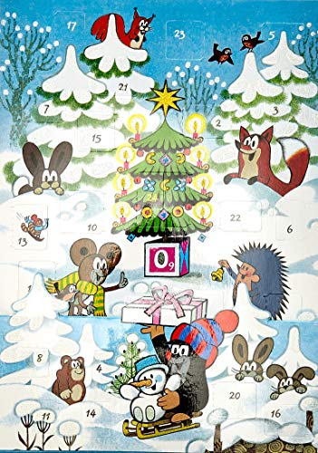 Der kleine Maulwurf feiert Weihnachten: Adventskalender zum Aufstellen mit Glimmer. 21 x 30 cm.