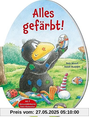 Der kleine Rabe Socke: Alles gefärbt! Konturgestanzt: Oster-Pappebuch mit herausnehmbarer Osterdeko