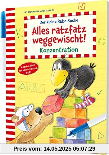 Der kleine Rabe Socke: Alles ratzfatz weggewischt!: Konzentration | Mit abwischbaren Seiten & Stift