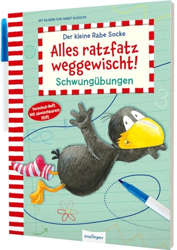 Der kleine Rabe Socke: Alles ratzfatz weggewischt!: Schwungübungen | Mit abwischbaren Seiten & Stift von Esslinger Verlag