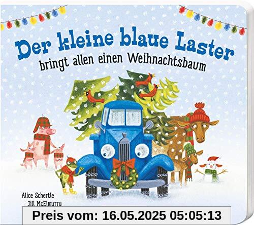 Der kleine blaue Laster bringt allen einen Weihnachtsbaum