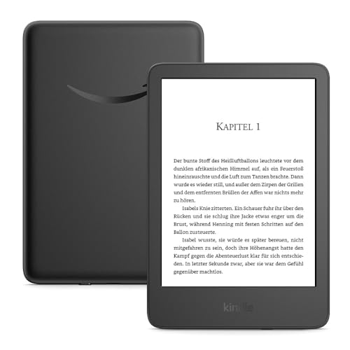 Amazon Kindle (16 GB) – Der leichteste und kompakteste Kindle, mit blendfreiem Bildschirm, schnellerem Umblättern, anpassbarem Frontlicht und langer Akkulaufzeit – mit Werbung – schwarz von Amazon