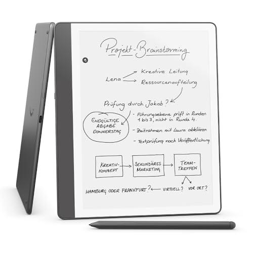 Amazon Kindle Scribe (64 GB) – Neuartiges Display mit gleichmäßigem Rahmen | Schreib einfach in Bücher und Dokumente | Mit Premium-Eingabestift | Mit Premium-Eingabestift – Anthrazit von Amazon