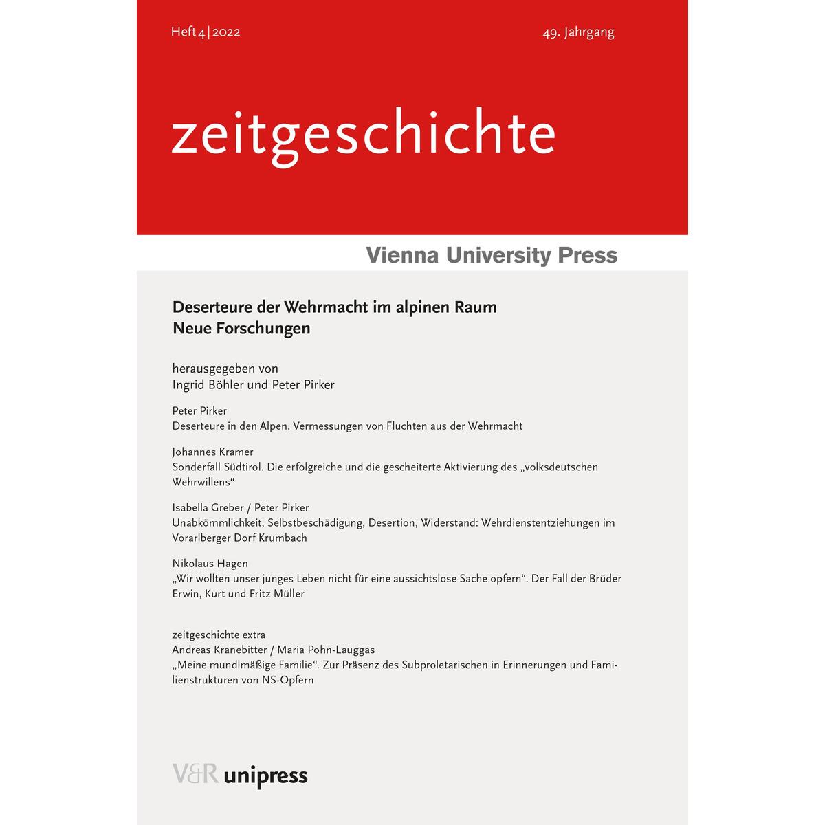 Deserteure der Wehrmacht im alpinen Raum Deserteure der Wehrmacht im alpinen Raum von V & R Unipress GmbH
