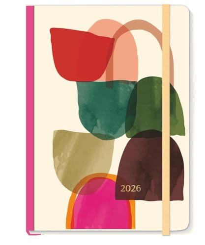 Design Diary Abstract 2026: Terminplaner im A5-Format 15,2 x 21,5 cm. Praktische Organisationshilfe für den Alltag. Buchkalender in modernem Design ... Froschtasche (Bullet Journal Kalender Heye) von Heye