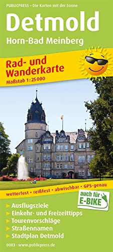 Detmold, Horn-Bad Meinberg: Rad- und Wanderkarte mit Ausflugszielen, Einkehr- & Freizeittipps und Stadtplan Detmold, Straßennamen, wetterfest, ... 1:25000 (Rad- und Wanderkarte: RuWK) von Publicpress