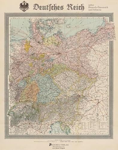 Deutsches Reich nebst Deutsch-Österreich und Schweiz: Historische Landkarte, ca. 1904