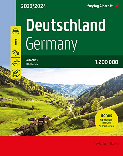 Deutschland, Autoatlas 1:200.000, 2024/2025, freytag & berndt: Mit Kartenteil Alpenbogen 1:500.000 und 50 Traumrouten, Spiralbindung (freytag & berndt Autoatlanten) von Freytag-Berndt und ARTARIA