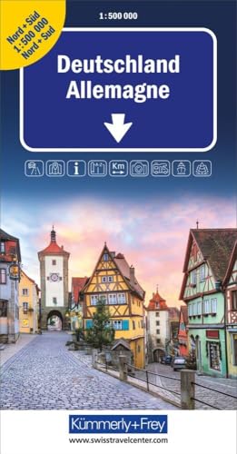 Kümmerly+Frey Strassenkarte Deutschland Nord+Süd 1:500.000: Detaillierte Doppelkarte inkl. Transitpläne, Ortsverzeichnis und Reiseinformationen von Hallwag Kümmerly+Frey