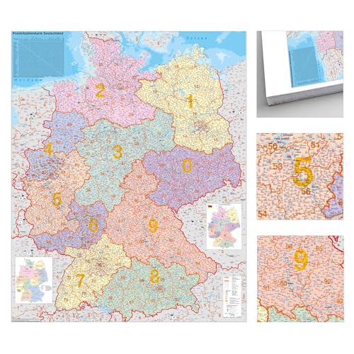 Deutschland Postleitzahlen-Karte zum Pinnen auf EasyPrint-Platte, 80 x 105 cm: Wandkarte Deutschland Postleitzahlen-Karte zum Pinnen auf EasyPrint-Platte, 80 x 105 cm: Wandkarte von Stiefel