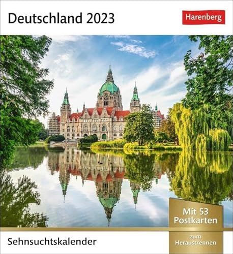 Deutschland Sehnsuchtskalender 2023. Reise-Kalender mit 12 atemberaubenden Postkarten der schönsten Plätze Deutschlands. Postkartenkalender 2023. 16x17cm: Wochenkalender mit 53 Postkarten