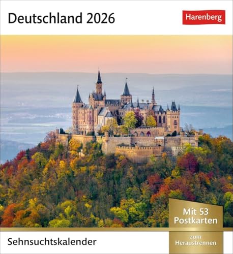Deutschland Sehnsuchtskalender 2026 - Wochenkalender mit 53 Postkarten: Reise-Kalender mit 53 hochwertigen Postkarten der schönsten Plätze Deutschlands. Postkartenkalender 2026. 16 x 17,5 cm von Harenberg