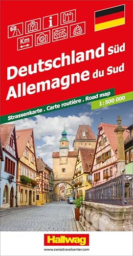 Hallwag Strassenkarte Deutschland Süd 1:500.000: Inkl. Transitpläne, Ortsverzeichnis und Reiseinformationen (Hallwag Strassenkarten)