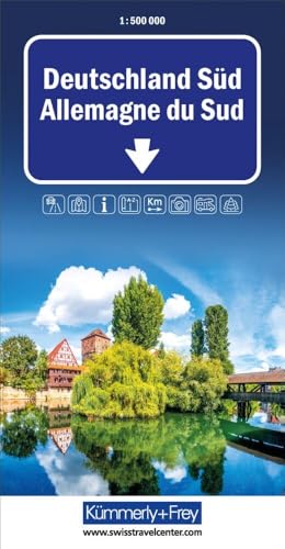 Kümmerly+Frey Strassenkarte Deutschland Süd 1:500.000: Inkl. Transitpläne, Ortsverzeichnis und Reiseinformationen von Hallwag Kümmerly+Frey