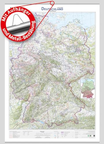 Deutschland auf einen Blick!: Landschaftskarte 1:750 000 mit Aufhänger und Metall-Bestäbung (Wandkarten des BKG) von Bundesamt f. Kartographie u. Geodäsie
