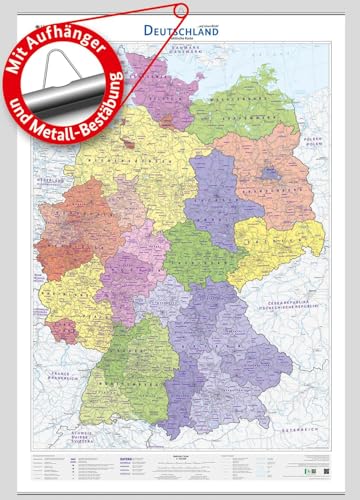 Deutschland auf einen Blick!: Politische Karte 1:750 000 mit Aufhänger und Metall-Bestäbung (Wandkarten des BKG) von Bundesamt f. Kartographie u. Geodäsie