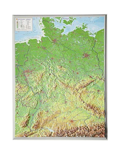 Deutschland klein 1:2.4MIO: Reliefkarte von Deutschland klein Din A3 (Tiefgezogenes Kunststoffrelief)