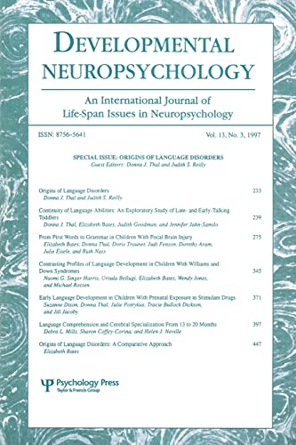 Developmental Neuropsychology: Origins of Language Disorders: Vol.13, No. 3, 1997: A Special Issue of Developmental Neuropsychology